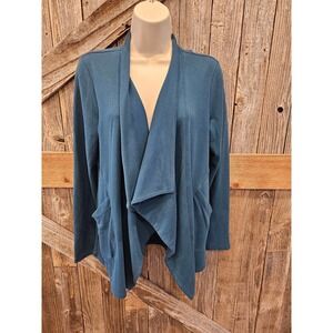 Christopher and banks teal/green open front pocket waterfall cardigan S